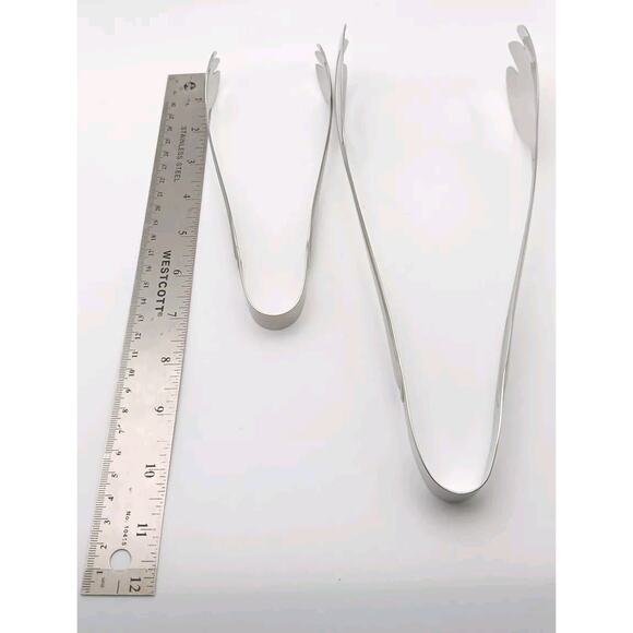 Lenox Hayden Salad Tongs Large & Small Set 18/10 Stainless Glossy Flatware New - Picture 4 of 5